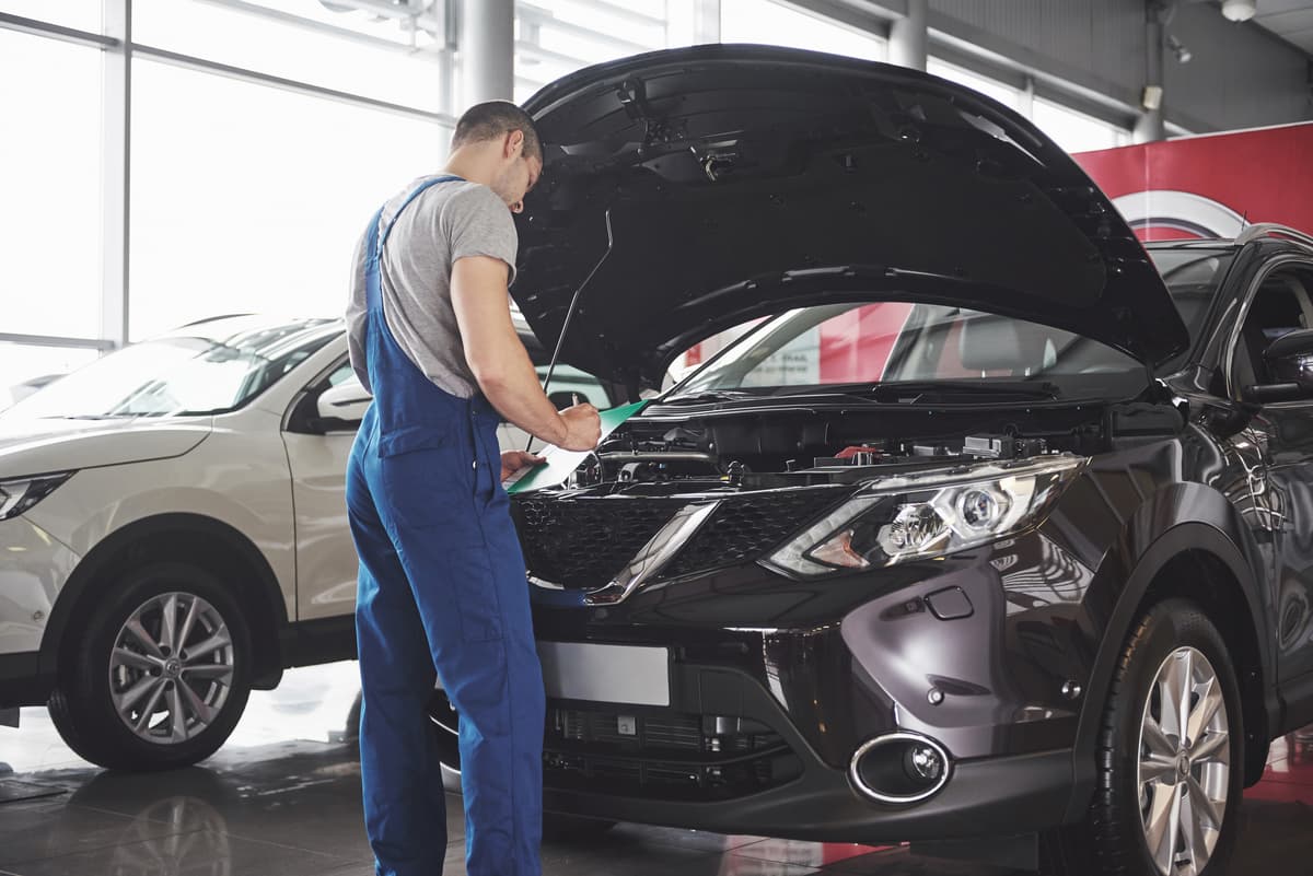Mechanic working on a car